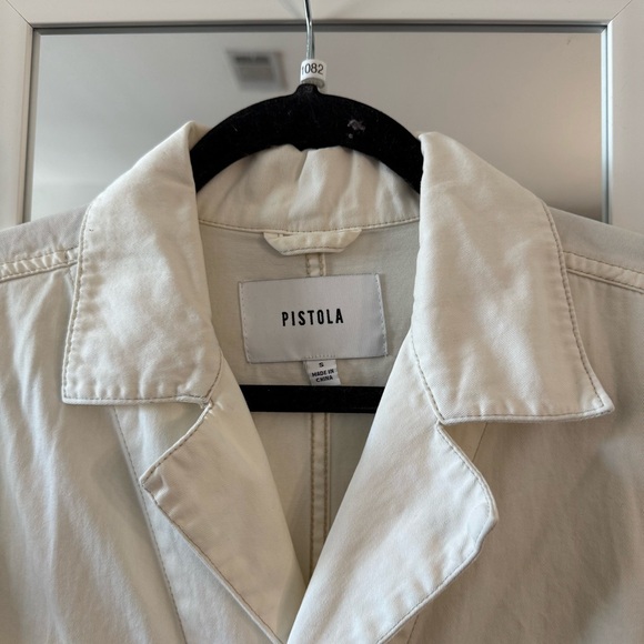 Pistola White Short Sleeve Utility Jumpsuit Button Front Size S - Picture 4 of 5